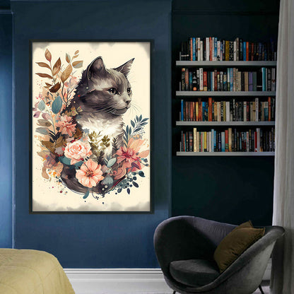 Flower Cat - 11CT Stamped Cross Stitch 40*60CM