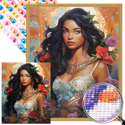 Brunette Beauty - Full Round AB Drill Diamond Painting 40*50CM