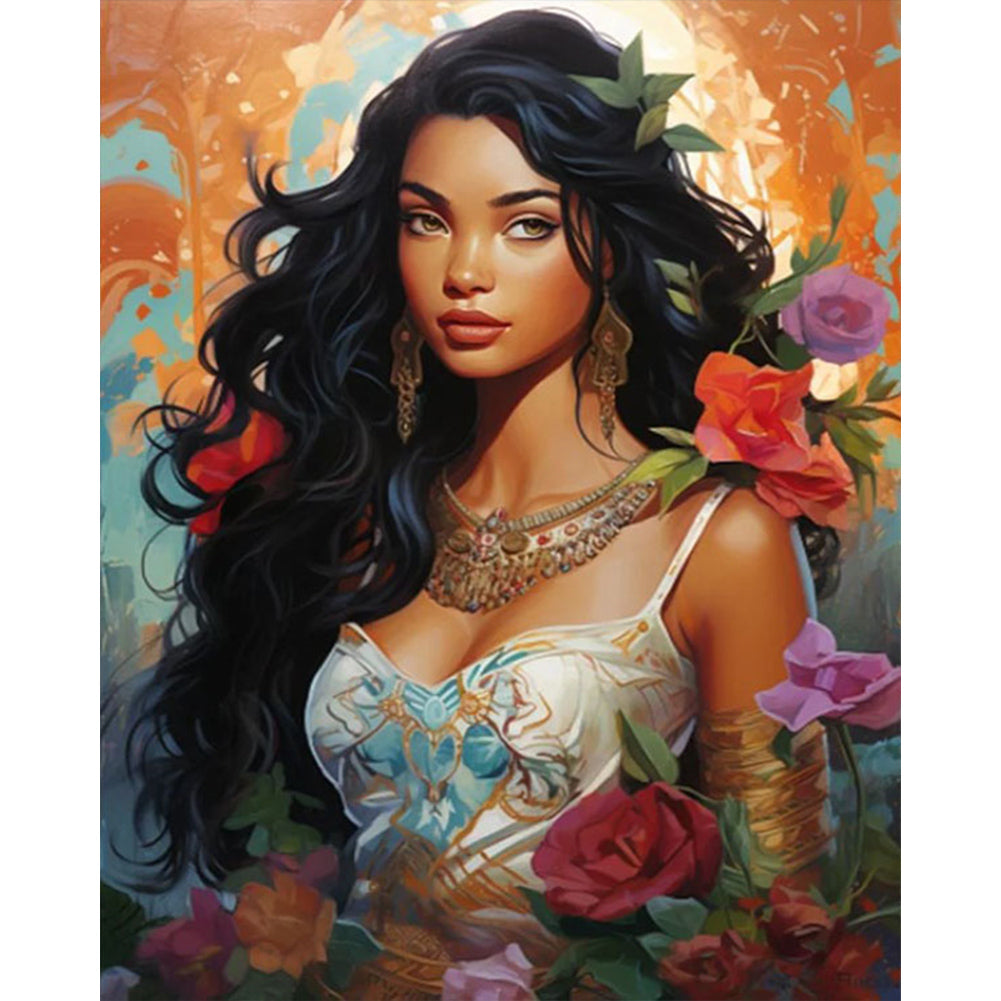 Brunette Beauty - Full Round AB Drill Diamond Painting 40*50CM