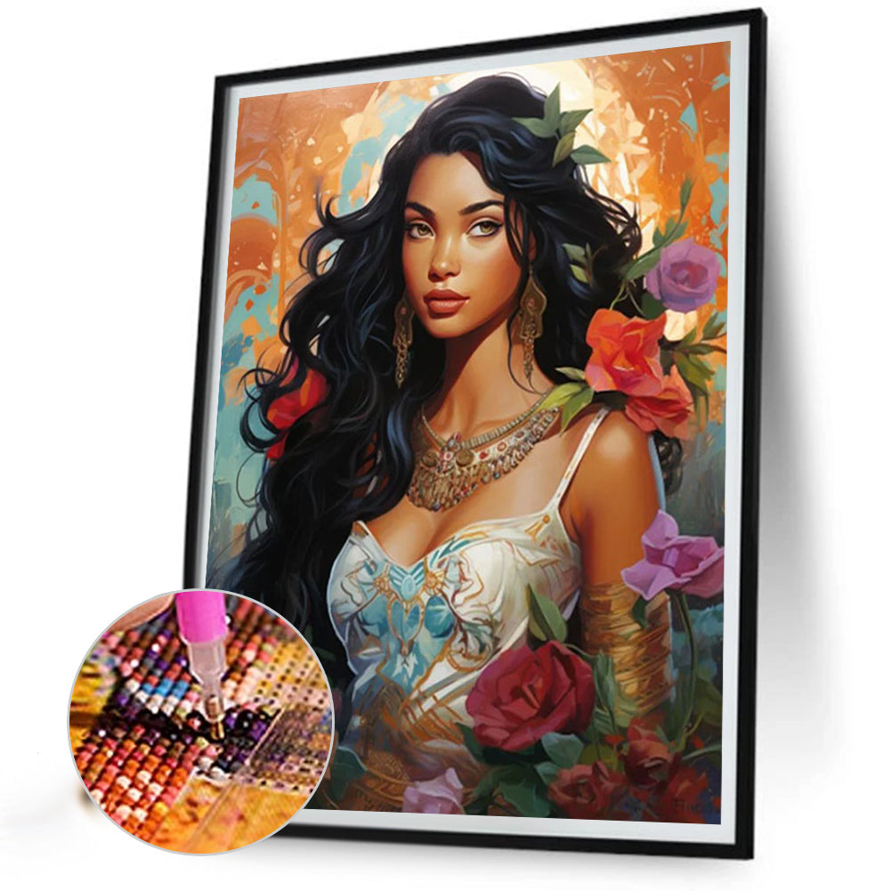 Brunette Beauty - Full Round AB Drill Diamond Painting 40*50CM