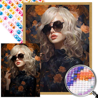 Beautiful Blonde And Sunglasses - Full Round AB Drill Diamond Painting 40*55CM