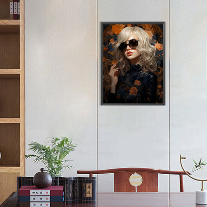 Beautiful Blonde And Sunglasses - Full Round AB Drill Diamond Painting 40*55CM