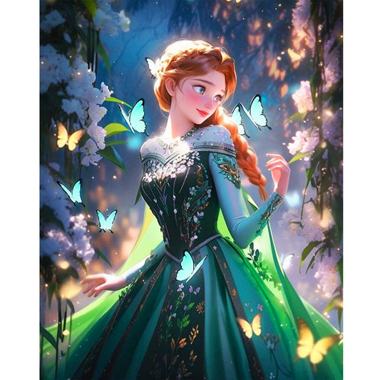 Frozen Princess Anna And The Butterflies - Full Round Drill Diamond Painting 40*50CM