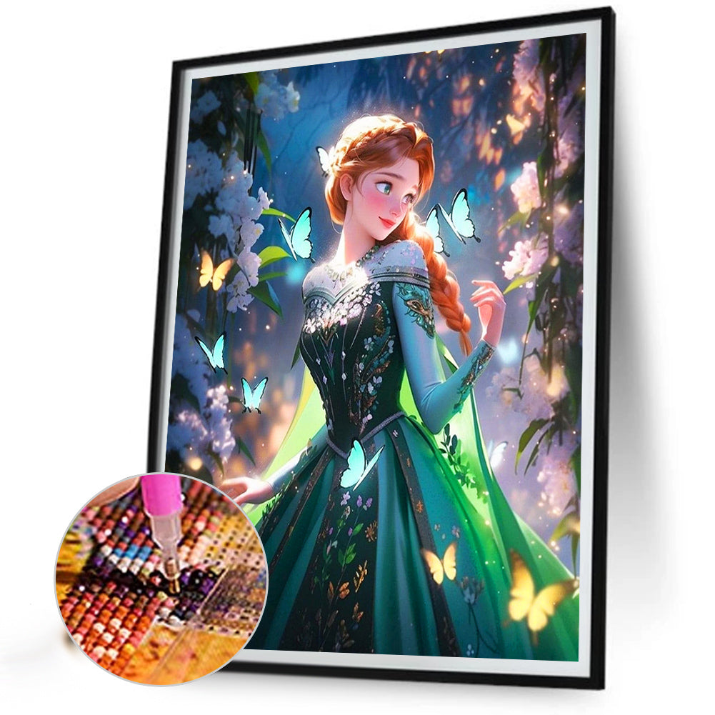 Frozen Princess Anna And The Butterflies - Full Round Drill Diamond Painting 40*50CM