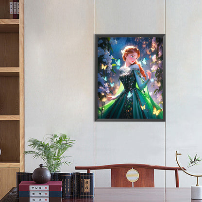 Frozen Princess Anna And The Butterflies - Full Round Drill Diamond Painting 40*50CM