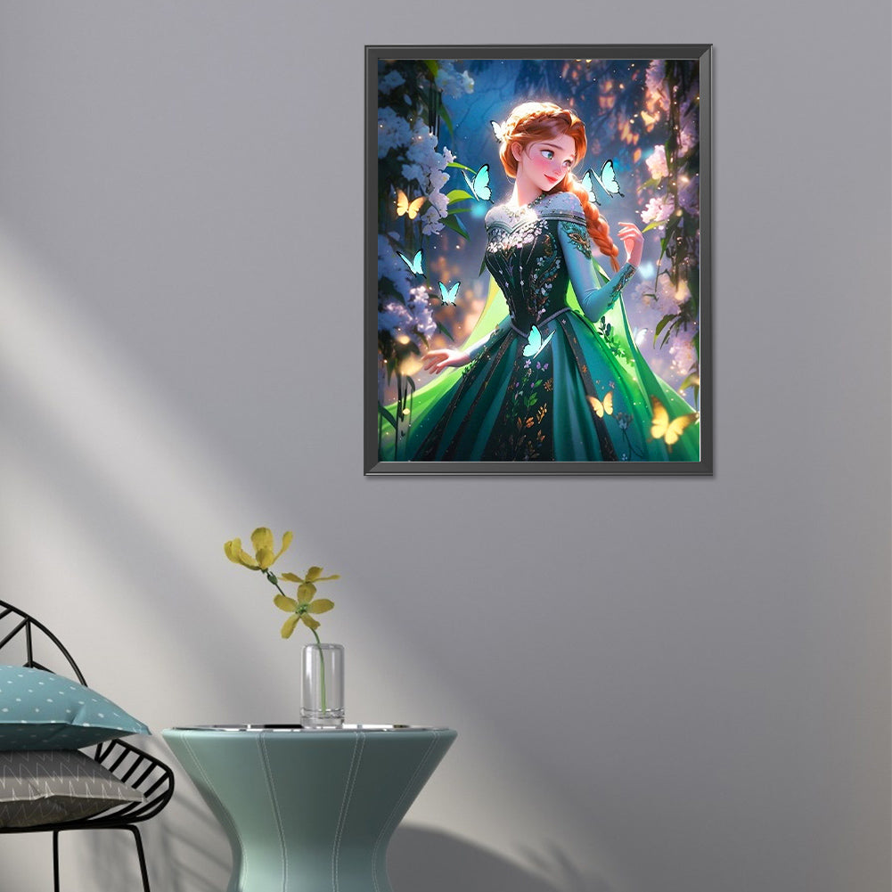 Frozen Princess Anna And The Butterflies - Full Round Drill Diamond Painting 40*50CM