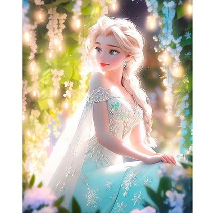 Frozen Princess Elsa And Flowers - Full Round Drill Diamond Painting 40*50CM