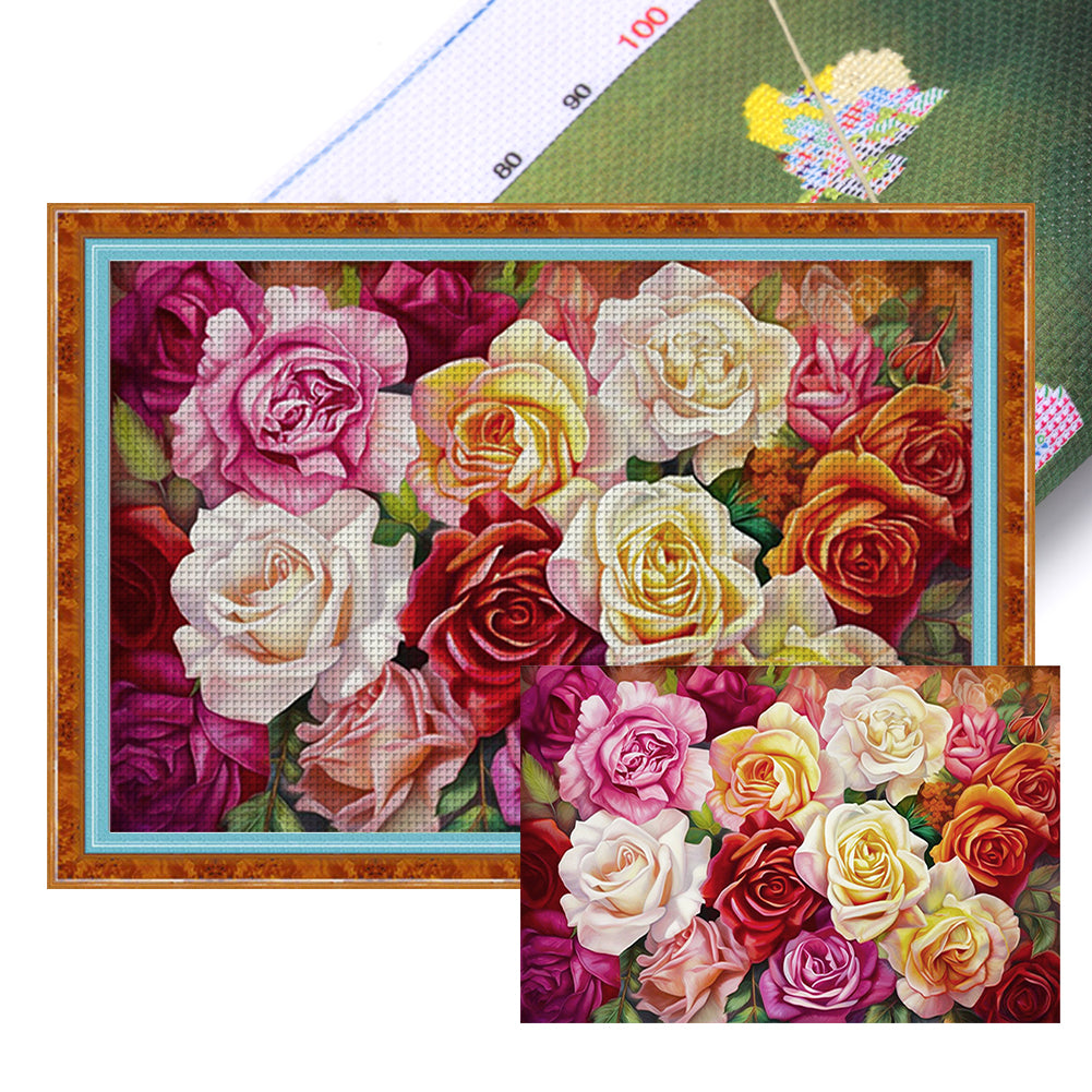 Roses - 11CT Stamped Cross Stitch 60*40CM