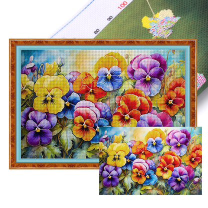 Pansy - 11CT Stamped Cross Stitch 60*40CM