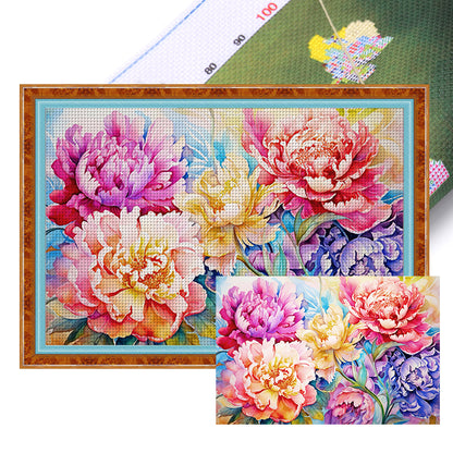 Peony - 11CT Stamped Cross Stitch 60*40CM