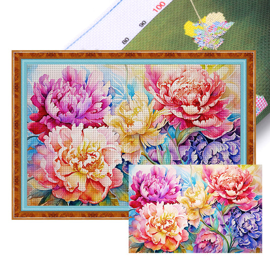 Peony - 11CT Stamped Cross Stitch 60*40CM