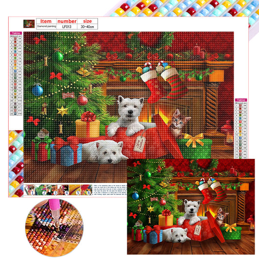 Christmas Puppy - Full Square Drill Diamond Painting 40*30CM