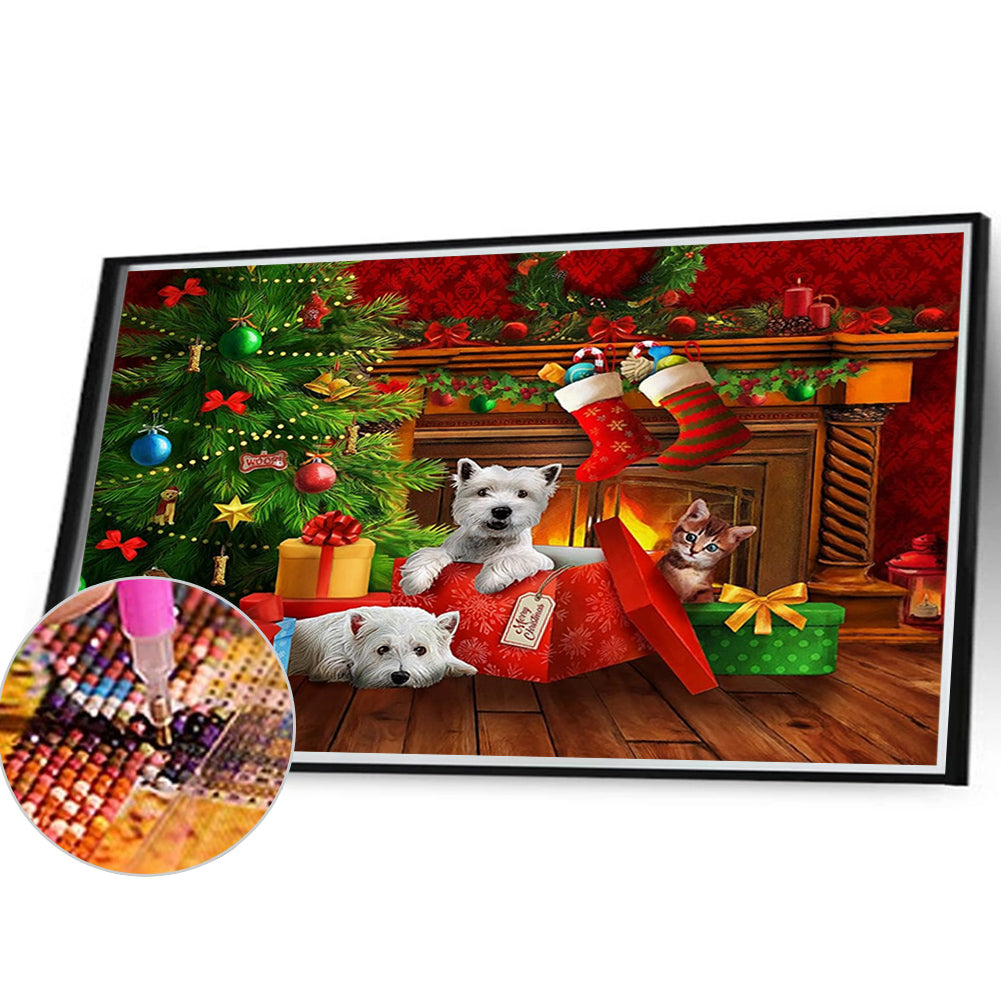 Christmas Puppy - Full Square Drill Diamond Painting 40*30CM