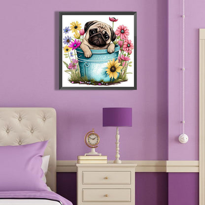 Pug - Full Round Drill Diamond Painting 40*40CM