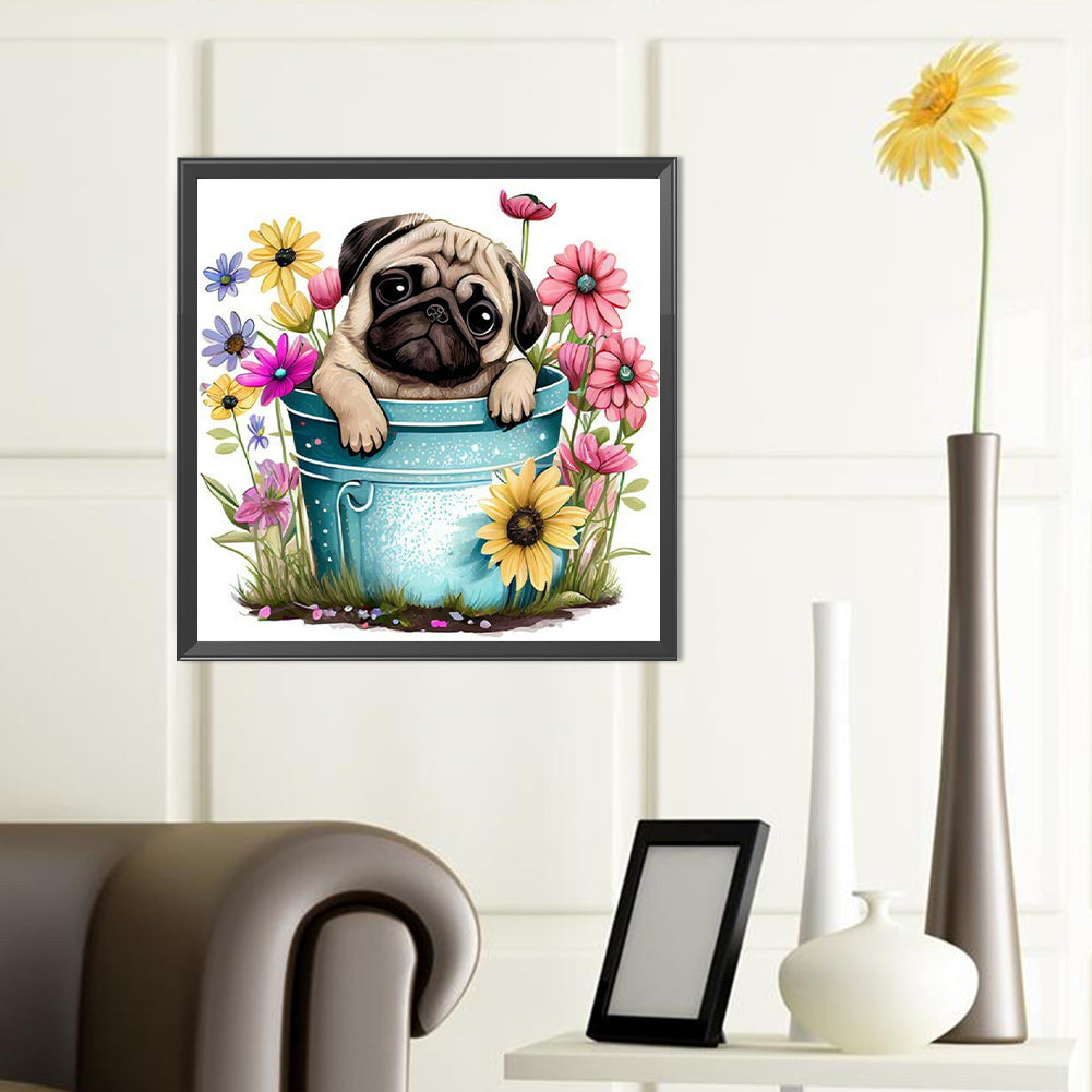 Pug - Full Round Drill Diamond Painting 40*40CM