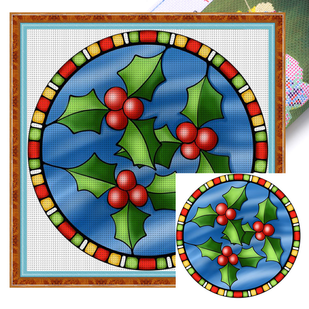 Glass Painting-Christmas - 11CT Stamped Cross Stitch 40*40CM