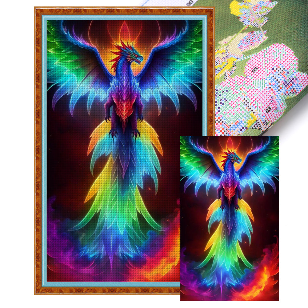 Colorful Flying Dragon - 11CT Stamped Cross Stitch 40*65CM