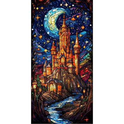 Glass Painting-Castle - 14CT Stamped Cross Stitch 35*65CM