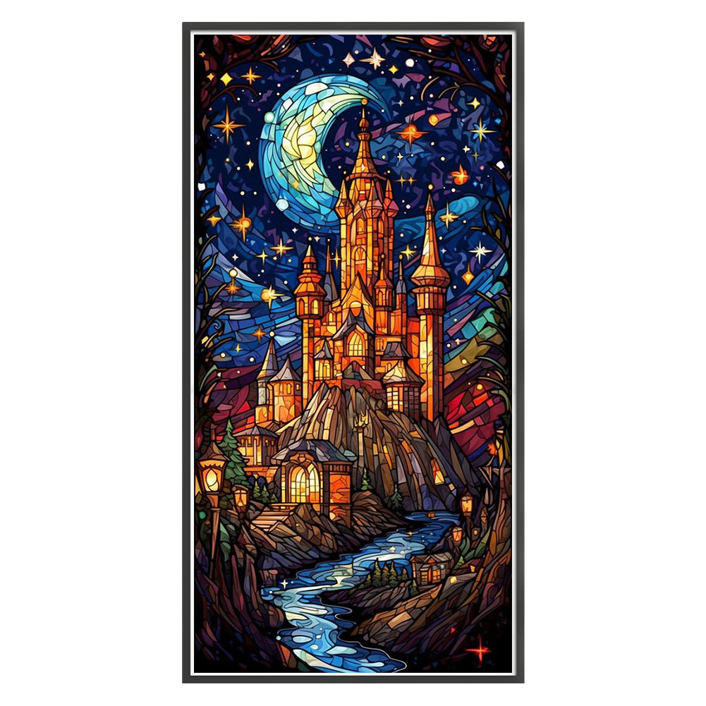 Glass Painting-Castle - 14CT Stamped Cross Stitch 35*65CM