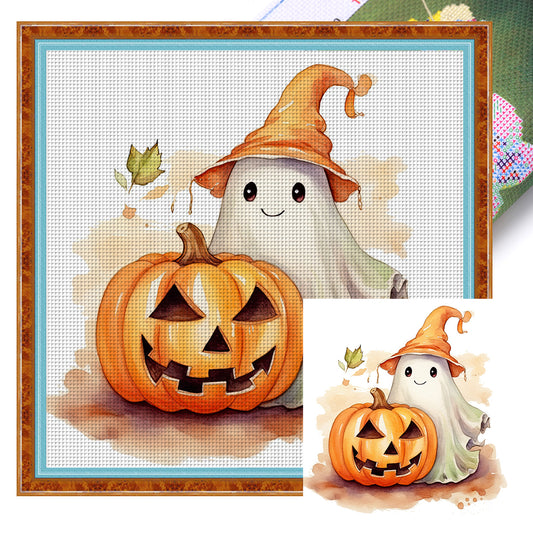 Halloween Pumpkins And Imps - 18CT Stamped Cross Stitch 25*25CM