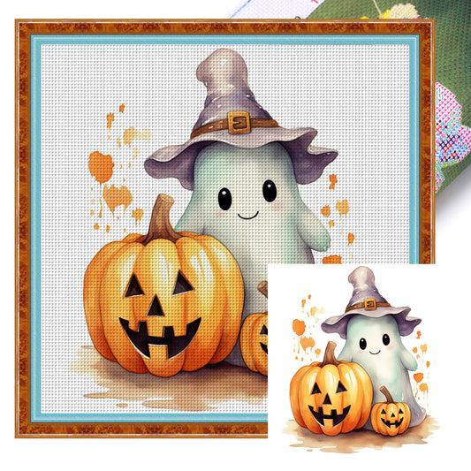 Halloween Pumpkins And Imps - 18CT Stamped Cross Stitch 25*25CM