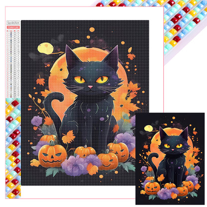 Halloween Cat Cat - Full Square Drill Diamond Painting 30*40CM