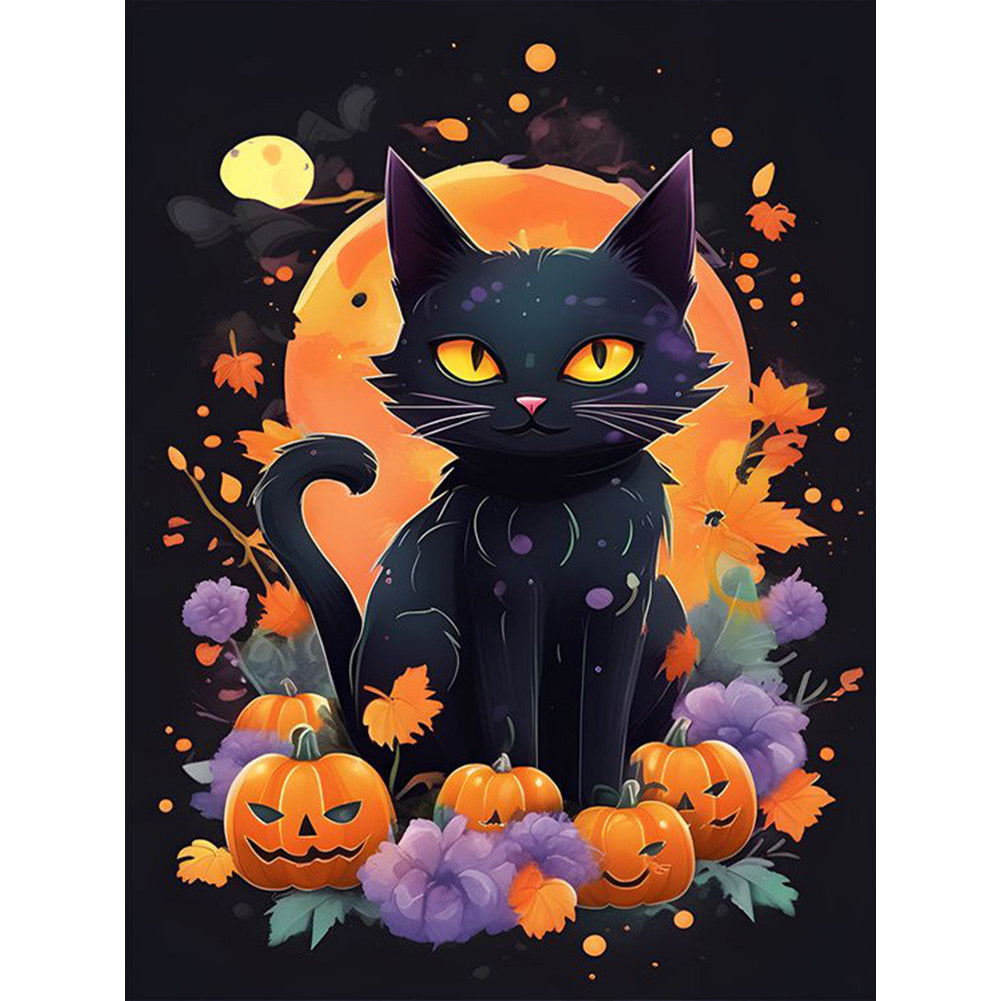 Halloween Cat Cat - Full Square Drill Diamond Painting 30*40CM