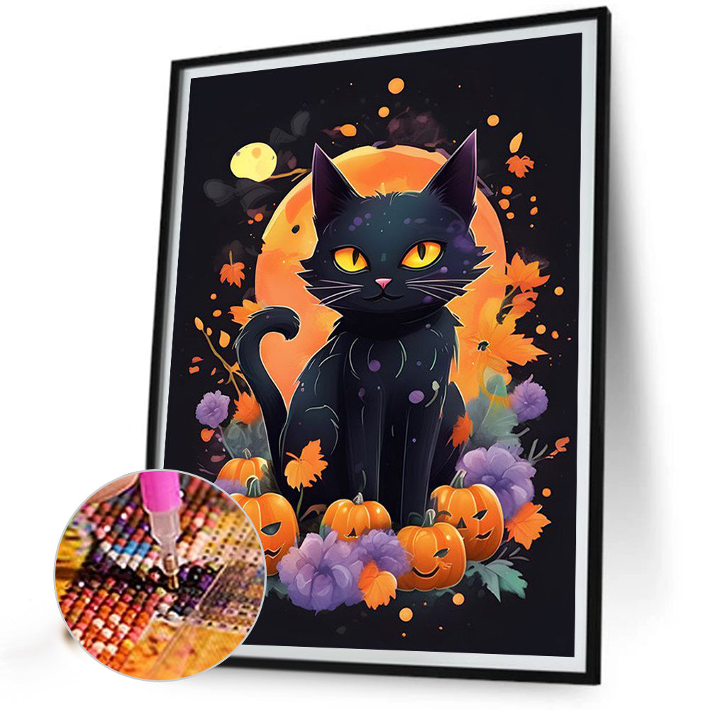 Halloween Cat Cat - Full Square Drill Diamond Painting 30*40CM