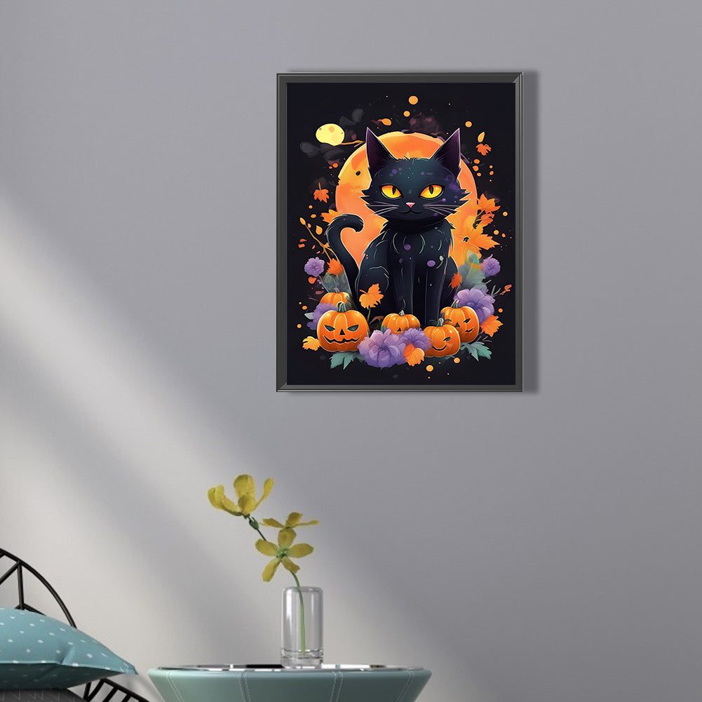 Halloween Cat Cat - Full Square Drill Diamond Painting 30*40CM