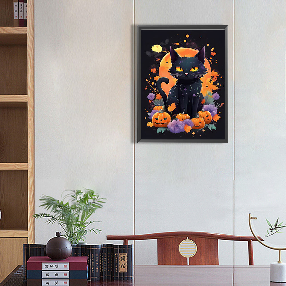 Halloween Cat Cat - Full Square Drill Diamond Painting 30*40CM