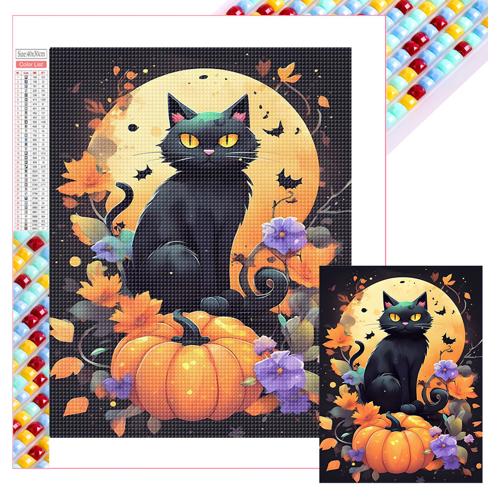 Halloween Cat Cat - Full Square Drill Diamond Painting 30*40CM