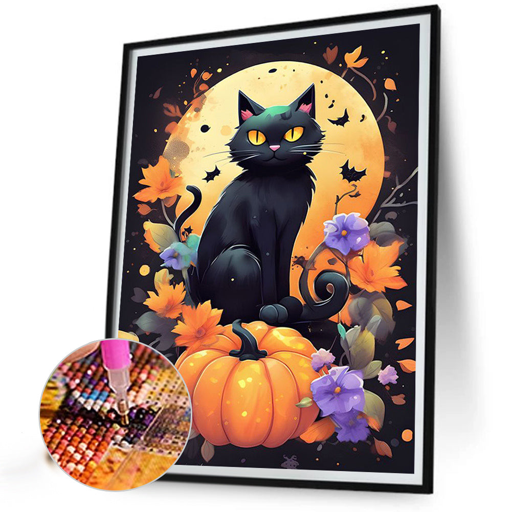 Halloween Cat Cat - Full Square Drill Diamond Painting 30*40CM