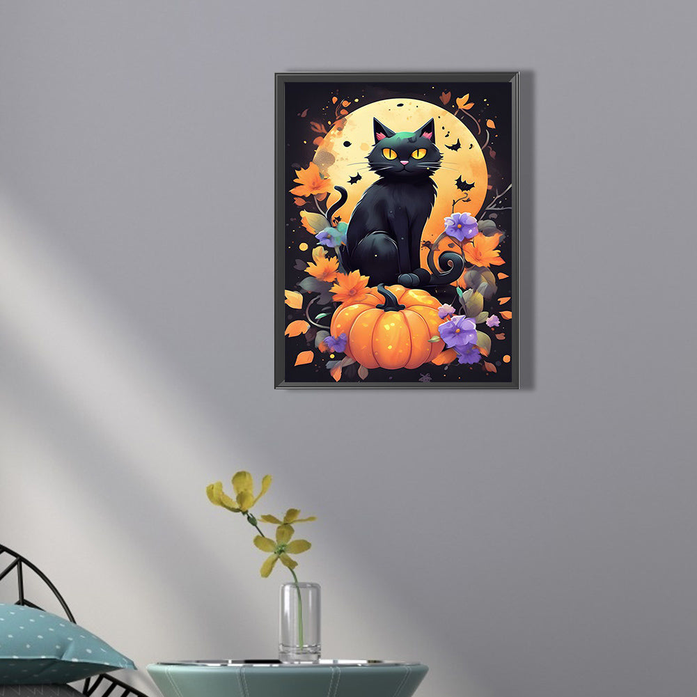 Halloween Cat Cat - Full Square Drill Diamond Painting 30*40CM