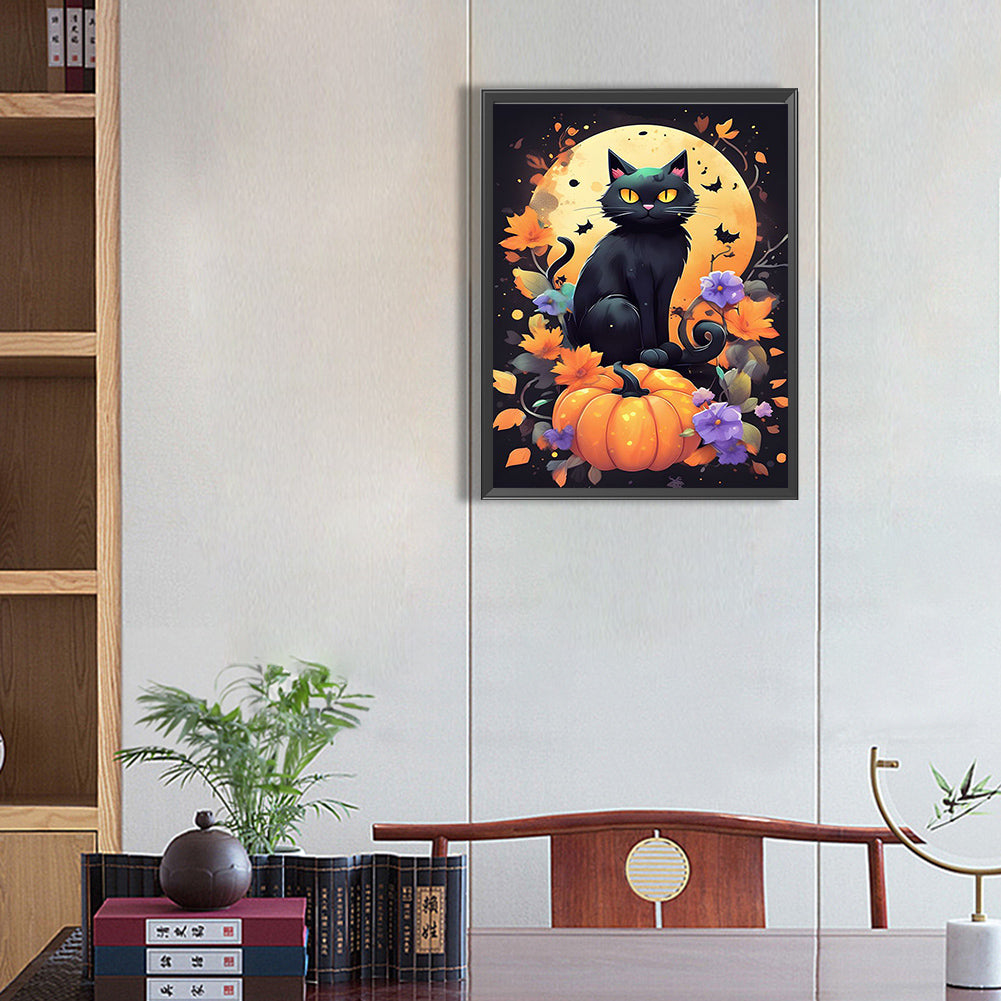 Halloween Cat Cat - Full Square Drill Diamond Painting 30*40CM