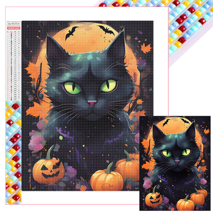 Halloween Cat Cat - Full Square Drill Diamond Painting 30*40CM