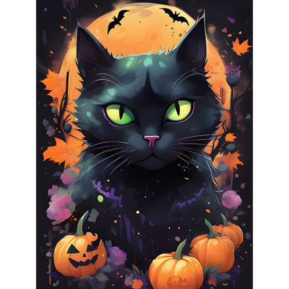 Halloween Cat Cat - Full Square Drill Diamond Painting 30*40CM