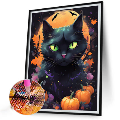 Halloween Cat Cat - Full Square Drill Diamond Painting 30*40CM