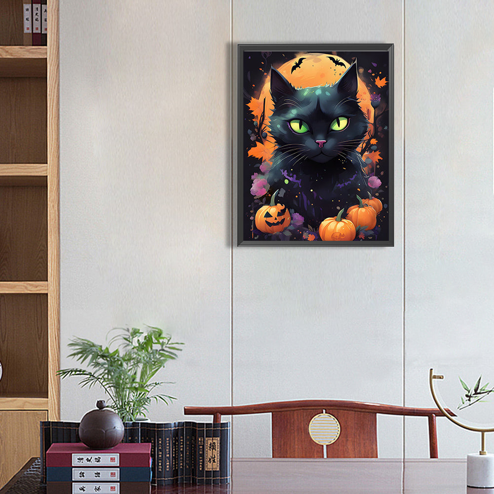 Halloween Cat Cat - Full Square Drill Diamond Painting 30*40CM