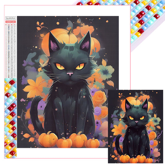 Halloween Cat Cat - Full Square Drill Diamond Painting 30*40CM