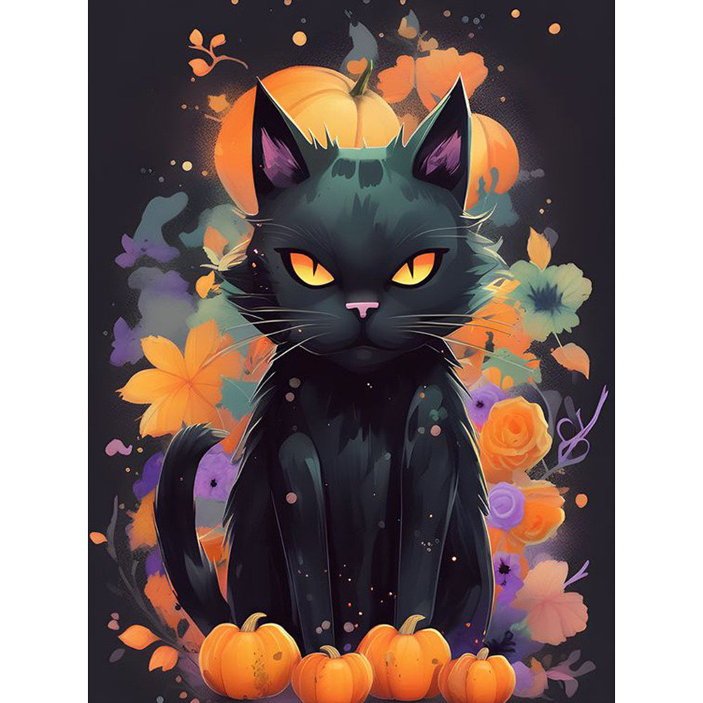 Halloween Cat Cat - Full Square Drill Diamond Painting 30*40CM