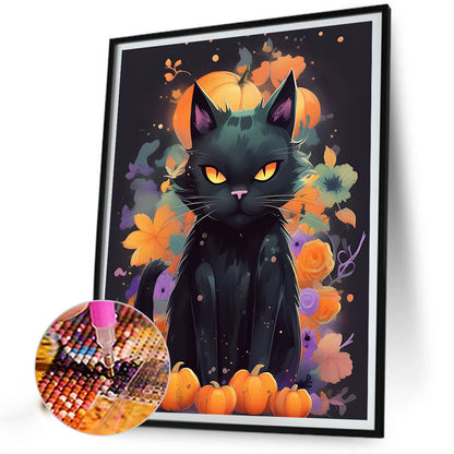 Halloween Cat Cat - Full Square Drill Diamond Painting 30*40CM