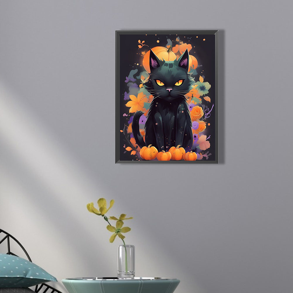 Halloween Cat Cat - Full Square Drill Diamond Painting 30*40CM