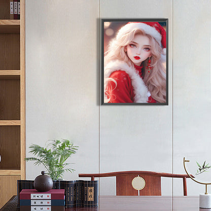 Beautiful Girl In Christmas Atmosphere - Full Square Drill Diamond Painting 30*40CM