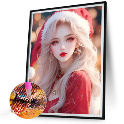 Beautiful Girl In Christmas Atmosphere - Full Square Drill Diamond Painting 30*40CM