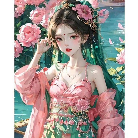 Girl In Bloom - Full Round Drill Diamond Painting 40*50CM