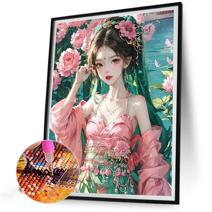 Girl In Bloom - Full Round Drill Diamond Painting 40*50CM