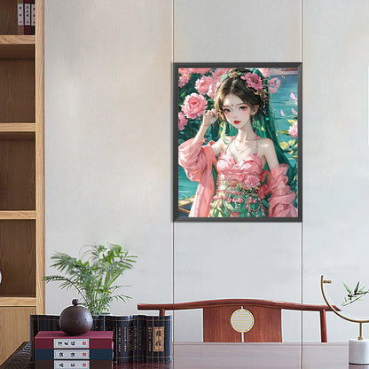 Girl In Bloom - Full Round Drill Diamond Painting 40*50CM