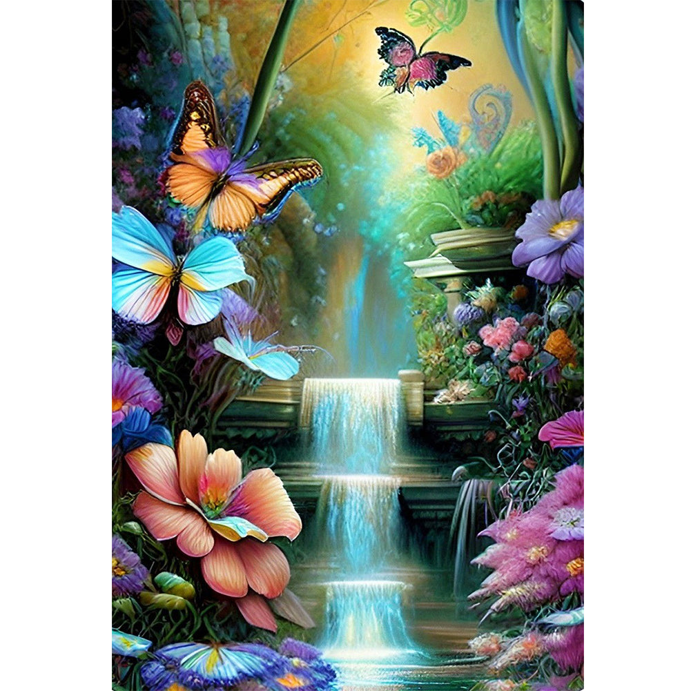 Butterfly Bush Waterfall - 11CT Stamped Cross Stitch 40*60CM