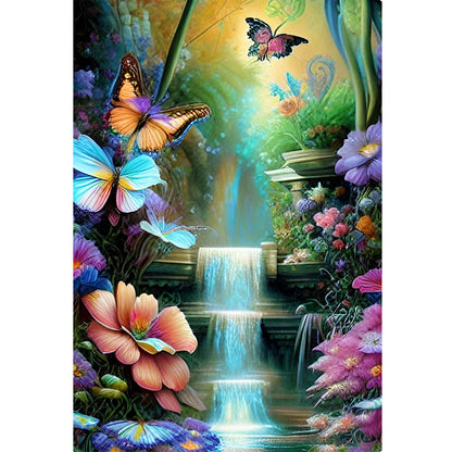 Butterfly Bush Waterfall - 11CT Stamped Cross Stitch 40*60CM