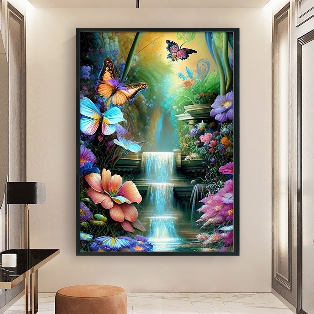 Butterfly Bush Waterfall - 11CT Stamped Cross Stitch 40*60CM